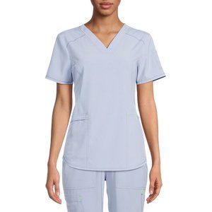 Womens SCRUB STAR Active V-Neck Top Size Large  NWT  Blue Bliss Utility Pocket